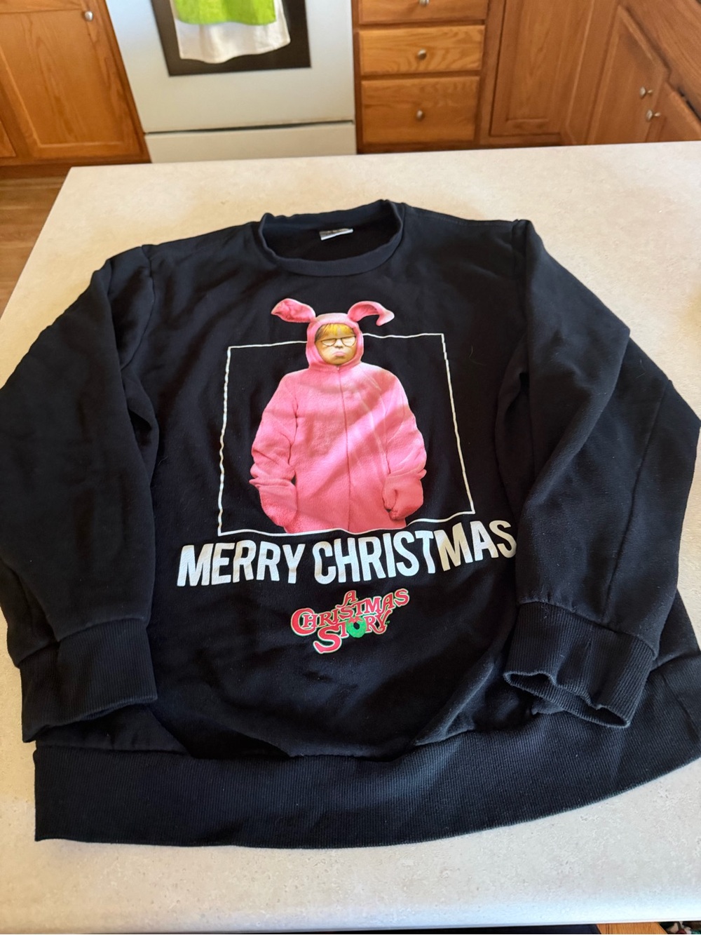 A Christmas Story Mens Black Pullover Graphic Crew Neck  Size Large Sweatshirt